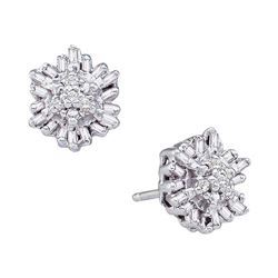 0.11 CTW Diamond Cluster Stud Earrings 14KT White Gold - REF-18Y2X