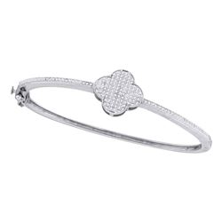 0.40 CTW Diamond Cluster Bangle Bracelet 10KT White Gold - REF-71W9K