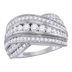 1.01 CTW Diamond Crossover Fashion Ring 14KT White Gold - REF-119Y9X