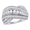 Image 1 : 1.01 CTW Diamond Crossover Fashion Ring 14KT White Gold - REF-119Y9X