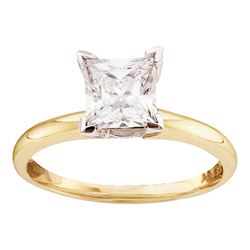 0.25 CTW Princess Diamond Solitaire Bridal Engagement Ring 14KT Yellow Gold - REF-41W3K