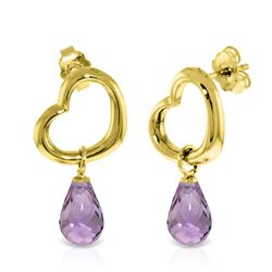 Genuine 4.5 ctw Amethyst Earrings Jewelry 14KT Yellow Gold - REF-42T6A