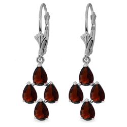 Genuine 4.5 ctw Garnet Earrings Jewelry 14KT White Gold - REF-41Z2N