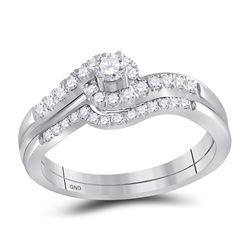 0.63 CTW Diamond Swirled Bridal Engagement Ring 10KT White Gold - REF-41F3N