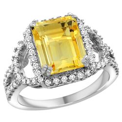 Natural 3.08 ctw citrine & Diamond Engagement Ring 14K White Gold - REF-106A3V