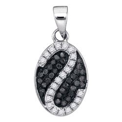 0.25 CTW Black Color Diamond Oval Cluster Pendant 10KT White Gold - REF-16M4H