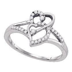 0.17 CTW Diamond Double Heart Promise Bridal Ring 10KT White Gold - REF-16W4K