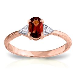 Genuine 0.46 ctw Garnet & Diamond Ring Jewelry 14KT Rose Gold - REF-22P5H
