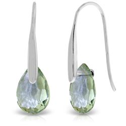 Genuine 6 ctw Green Amethyst Earrings Jewelry 14KT White Gold - REF-38V5W