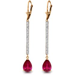 Genuine 3.6 ctw Ruby & Diamond Earrings Jewelry 14KT Rose Gold - REF-70X3M