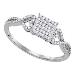 0.18 CTW Diamond Square Cluster Ring 10KT White Gold - REF-18Y2X