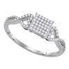 Image 1 : 0.18 CTW Diamond Square Cluster Ring 10KT White Gold - REF-18Y2X