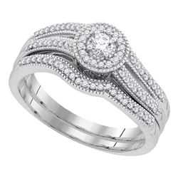 0.33 CTW Diamond Halo Bridal Engagement Ring 10KT White Gold - REF-46K4W