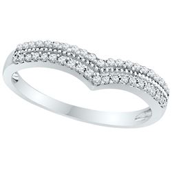 0.25 CTW Diamond Chevron Ring 10KT White Gold - REF-25H4M