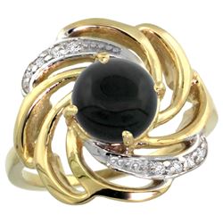 Natural 2.57 ctw onyx & Diamond Engagement Ring 14K Yellow Gold - REF-55G4M