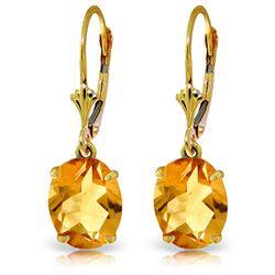 Genuine 6.25 ctw Citrine Earrings Jewelry 14KT Yellow Gold - REF-41T2A