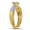 Image 2 : 0.50 CTW Princess Diamond Cluster Bridal Engagement Ring 14KT Yellow Gold - REF-52H4M