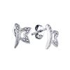 Image 1 : 0.05 CTW Diamond Butterfly Bug Earrings 10KT White Gold - REF-13F4N