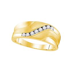 0.26 CTW Mens Diamond Wedding Ring 10KT Yellow Gold - REF-37F5N