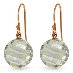 Genuine 12 ctw Green Amethyst Earrings Jewelry 14KT Rose Gold - REF-24H4X