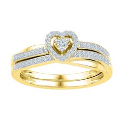 0.25 CTW Diamond Heart Bridal Engagement Ring 10KT Yellow Gold - REF-33M8H