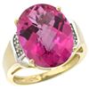 Image 1 : Natural 11.02 ctw Pink-topaz & Diamond Engagement Ring 14K Yellow Gold - REF-65F8N