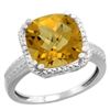 Image 1 : Natural 5.96 ctw Whisky-quartz & Diamond Engagement Ring 14K White Gold - REF-40R5Z