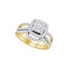 Image 1 : 1 CTW Princess Diamond Bridal Engagement Ring 14K Yellow Gold - REF-151F5N