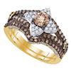 Image 1 : 1.33 CTW Cognac-brown Color Diamond Bridal Ring 14KT Yellow Gold - REF-127H4M