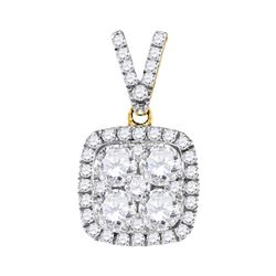 1.35 CTW Diamond Square Cluster Pendant 10KT Yellow Gold - REF-209N9F