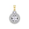 Image 1 : 0.94 CTW Princess Diamond Cluster Circle Pendant 14KT Yellow Gold - REF-112N5F