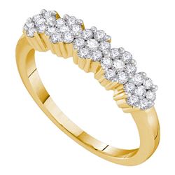 0.25 CTW Diamond Five Flower Cluster Ring 14KT Yellow Gold - REF-34N4F