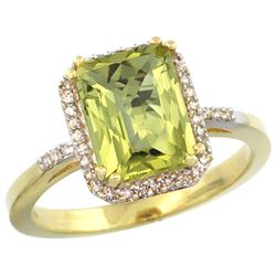 Natural 2.63 ctw Lemon-quartz & Diamond Engagement Ring 10K Yellow Gold - REF-31Y9X