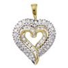 0.53 CTW Diamond Heart Pendant 10KT Yellow Gold - REF-32N9F