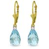 Genuine 4.6 ctw Blue Topaz & Diamond Earrings Jewelry 14KT Yellow Gold - REF-30R2P