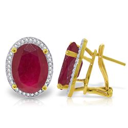 Genuine 15.86 ctw Ruby & Diamond Earrings Jewelry 14KT Yellow Gold - REF-210Z2N