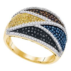 0.75 CTW Multicolor Diamond Fashion Ring 10KT Yellow Gold - REF-70H4M