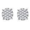 Image 1 : 0.52 CTW Pave-set Diamond Flower Cluster Earrings 14KT White Gold - REF-57K2W