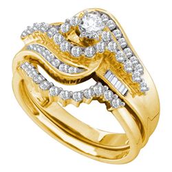 1 CTW Diamond Bridal Wedding Engagement Ring 10KT Yellow Gold - REF-67Y4X