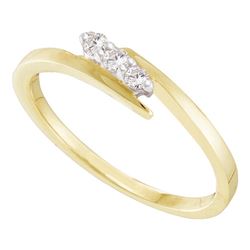 0.10 CTW Diamond 3-stone Promise Bridal Ring 10KT Yellow Gold - REF-11Y2X