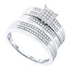 Image 1 : 0.25 CTW His & Hers Diamond Cluster Matching Bridal Ring 10KT White Gold - REF-44H9M