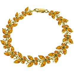 Genuine 16.5 ctw Citrine Bracelet Jewelry 14KT Yellow Gold - REF-179K2V