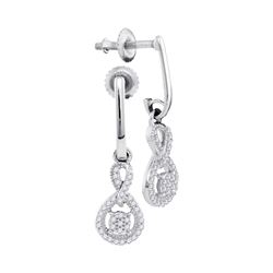 0.20 CTW Diamond Cluster Dangle Earrings 10KT White Gold - REF-20Y9X