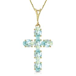 Genuine 1.50 ctw Aquamarine Necklace Jewelry 14KT Yellow Gold - REF-36R8P