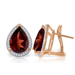 Genuine 8.12 ctw Garnet & Diamond Earrings Jewelry 14KT Rose Gold - REF-120A8K