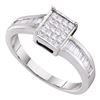 Image 1 : 0.40 CTW Princess Diamond Square Cluster Bridal Engagement Ring 14KT White Gold - REF-44Y9X