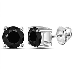 2 CTW Black Color Diamond Screwback Stud Earrings 10KT White Gold - REF-30X2Y