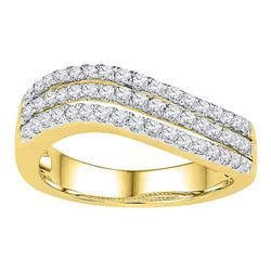 0.50 CTW Diamond Triple Row Ring 10KT Yellow Gold - REF-52X4Y