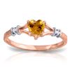 Image 1 : Genuine 0.47 ctw Citrine & Diamond Ring Jewelry 14KT Rose Gold - REF-27H2X
