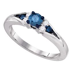 0.50 CTW Blue Color Diamond Solitaire Bridal Engagement Ring 10KT White Gold - REF-41Y9X